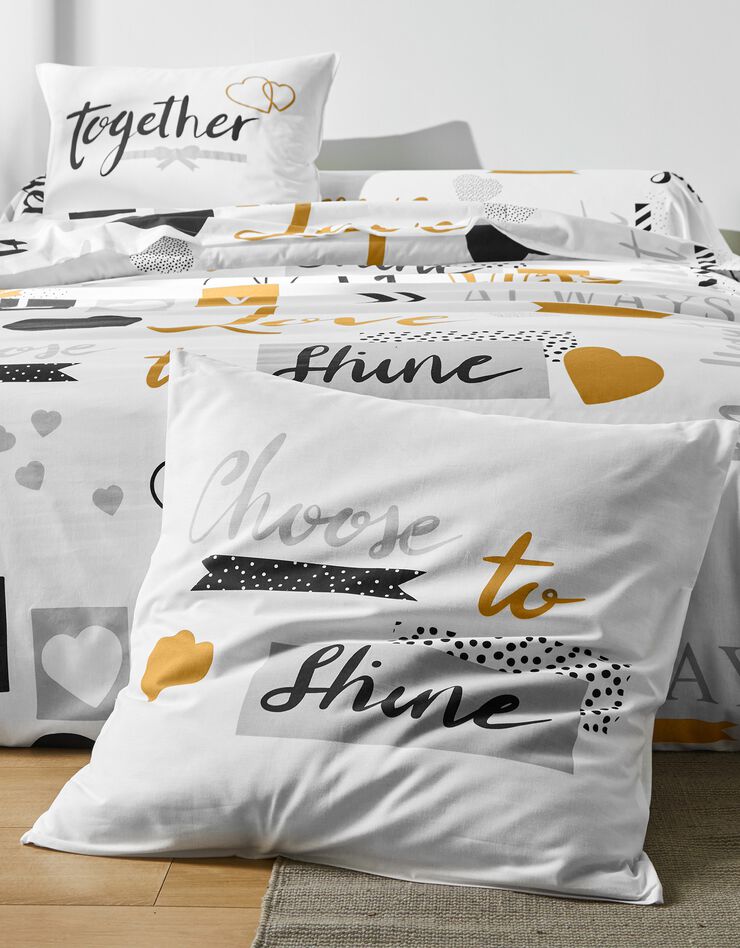 Linge de lit Love en coton imprimé coeurs, blanc Linge de lit Love en coton imprimé coeurs, blanc, hi-res image number 3