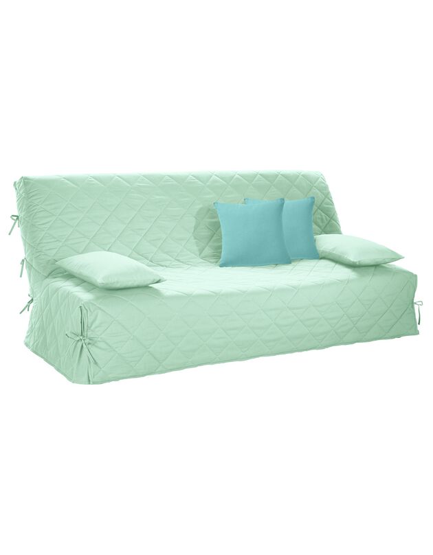 Housse clic-clac standard matelassée coton bachette uni (vert amande)