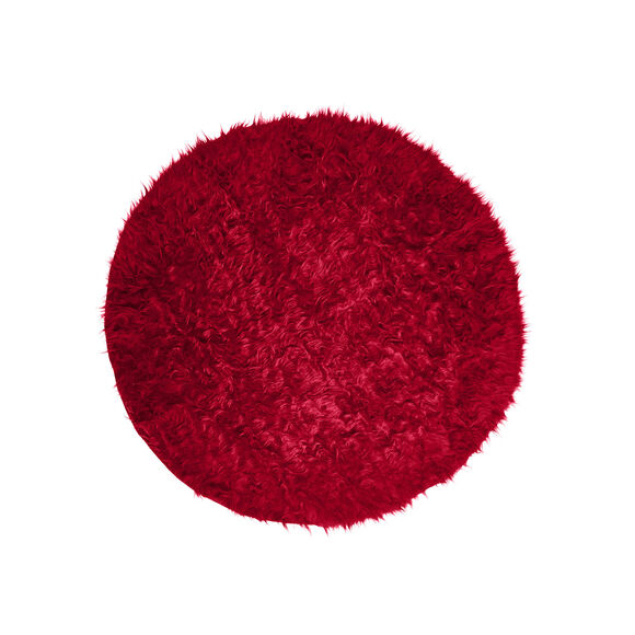 Tapis rond poils longs (rouge)