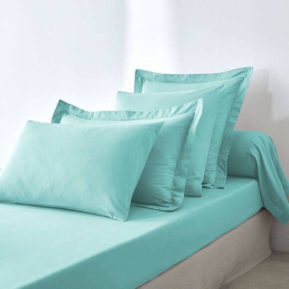 Effen bedlinnen in katoen (laguneblauw)