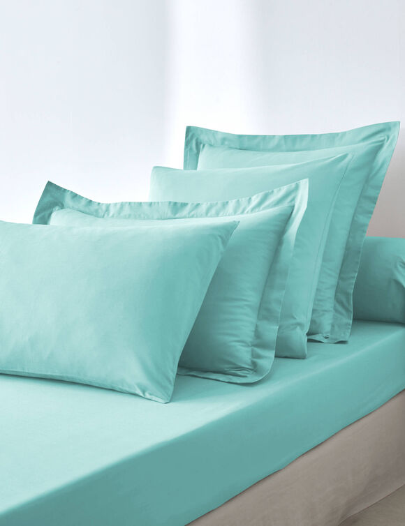 Effen bedlinnen in katoen (laguneblauw)