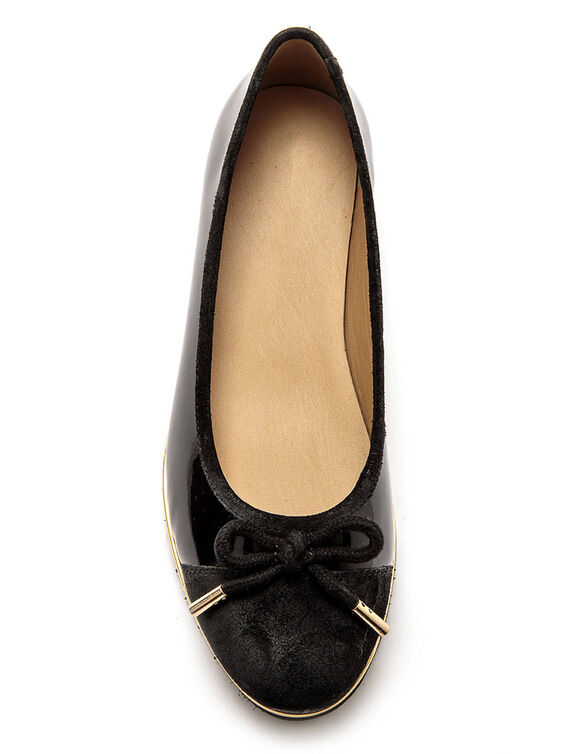 Ballerina's met sleehak van lak, comfortabele breedte (zwart)