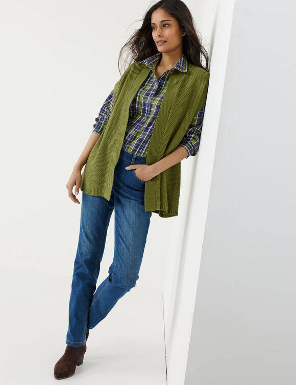 Gilet sans manches, maille fantaisie (vert mousse)