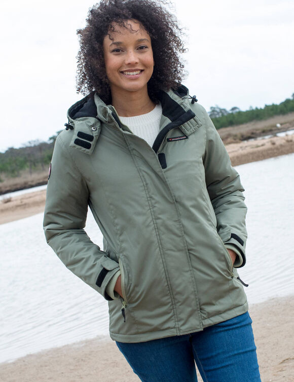 Parka imperméable doublée polaire unie (vert amande)