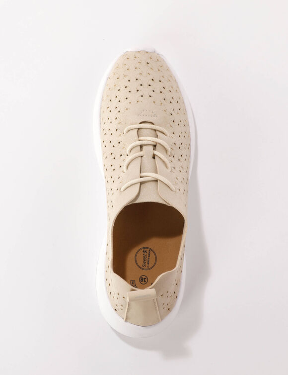 Soepele sneakers met ajour (beige)