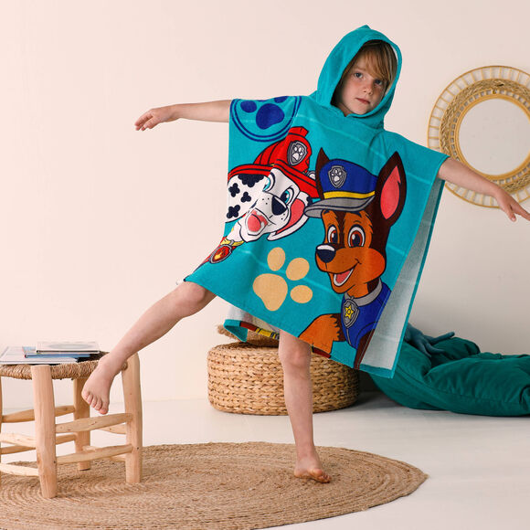 Kinderbadponcho Paw Patrol®, katoenen badstof en velours - 320g/m2 (smaragd)