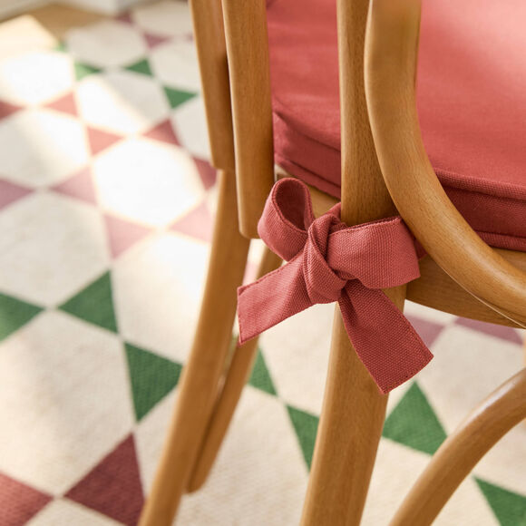 Effen rond stoelkussen in zeildoekstof (terracotta)