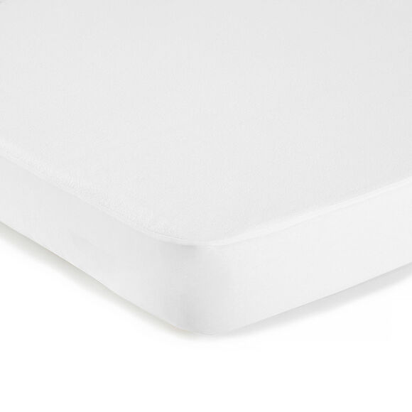 Matrasbeschermer in badstof van ondoorlatende microvezel, hoesmodel (wit)