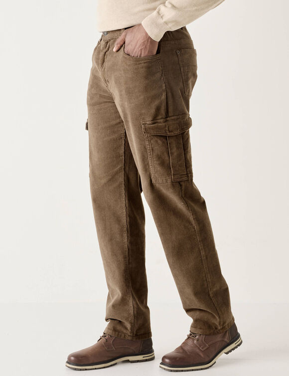 Pantalon cargo velours fines côtes élastiqué côtés - entrej. 82 cm (taupe)