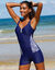 Afslankend badpak in combishortmodel (marine)