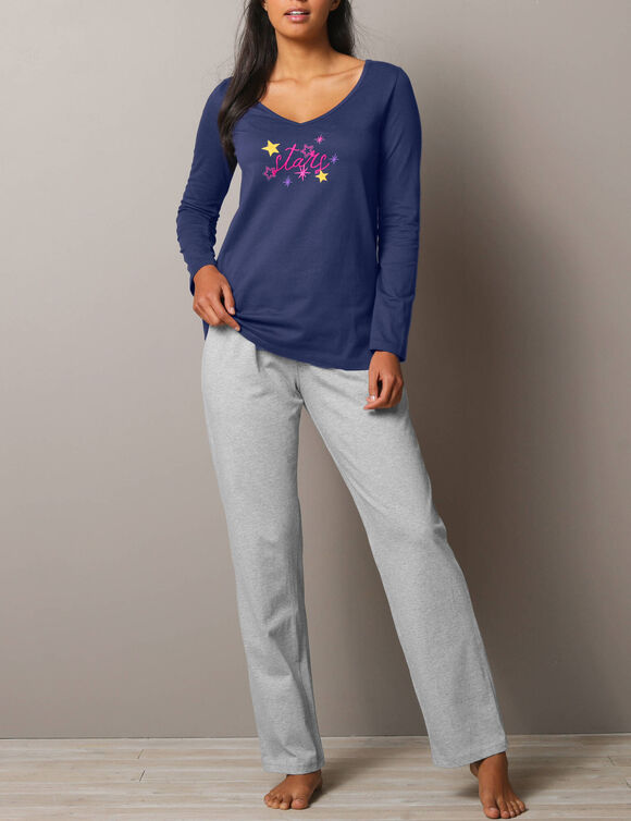 Pantalon de pyjama uni Estrella - coton (gris chin&eacute;)