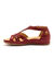 Sandalen in opengewerkt leer met scratchsluiting - extra breed (rood)