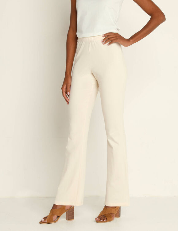 Legging bootcut uni, taille élastiquée (écru)