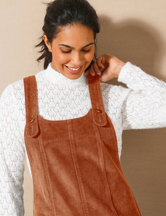Robe chasuble évasée, velours côtelé (caramel)