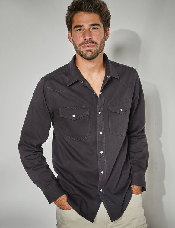 'Western' hemd in jeans (antraciet)