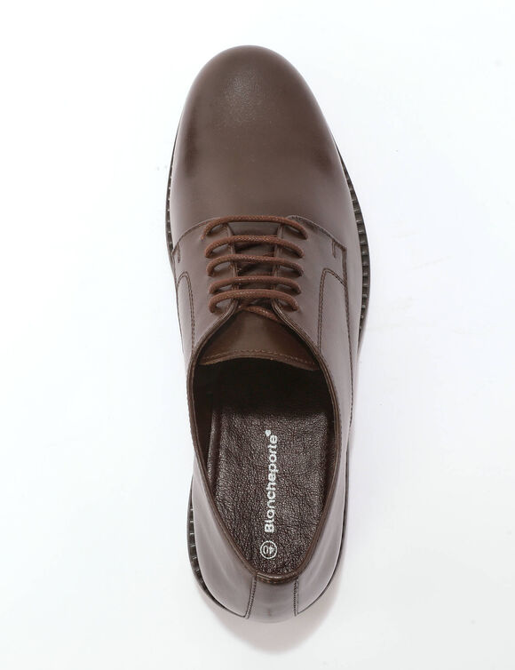 Derbies cuir &agrave; lacets (chocolat)