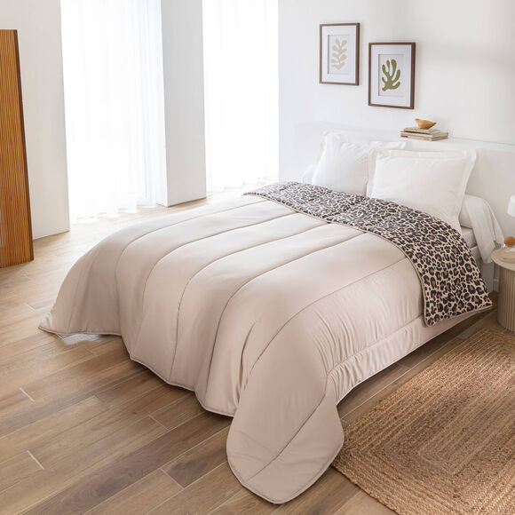 Dekbed in microvezel met luipaardmotief, 200g/m2 (beige / zwart)