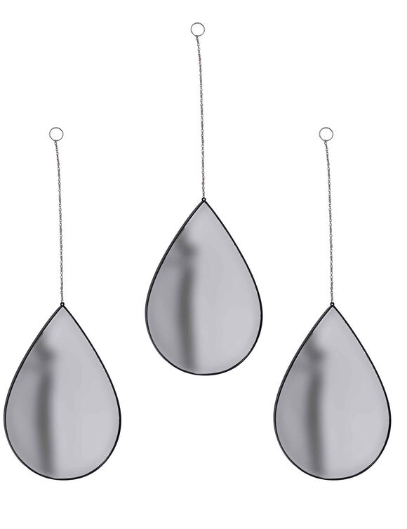 Lot de 3 miroirs gouttes à suspendre (noir)
