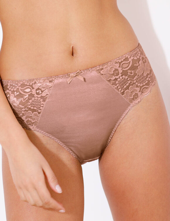 Slip in glanstricot en kant Avila - set van 2 (purper + koper)