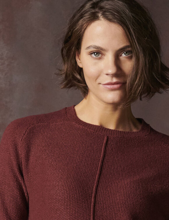 Pull manches marteau maille fantaisie (bordeaux)