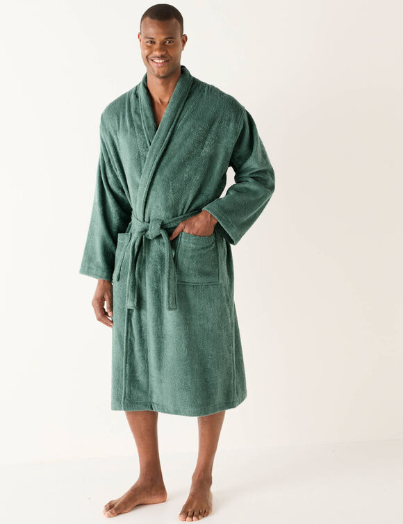 Peignoir mixte adulte col ch&acirc;le - &eacute;ponge bouclette 380 g/m&sup2; (eucalyptus)
