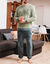Pyjama pantalon bicolore maille polaire manches longues (kaki)