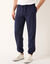 Joggingbroek in molton met elastische pijponderkanten (marine)