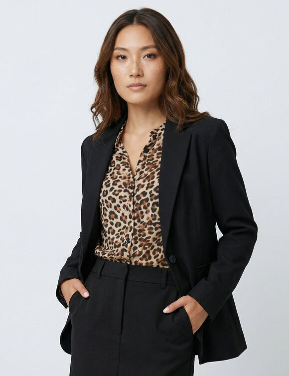 Veste blazer fluide, manches longues (noir)