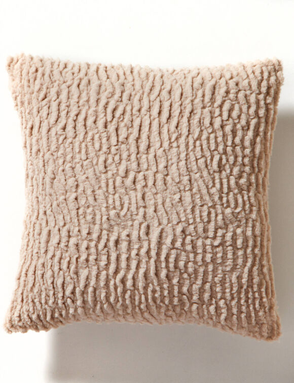 Coussin polaire effet fourrure (taupe)