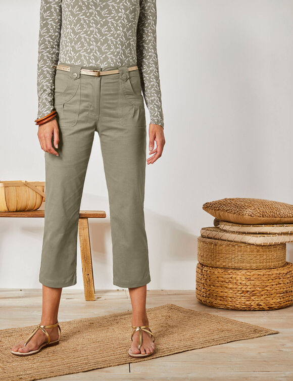 Pantacourt droit stretch (kaki clair)