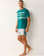 Pyjama short coton rayures plac&eacute;es col rond (vert / gris)