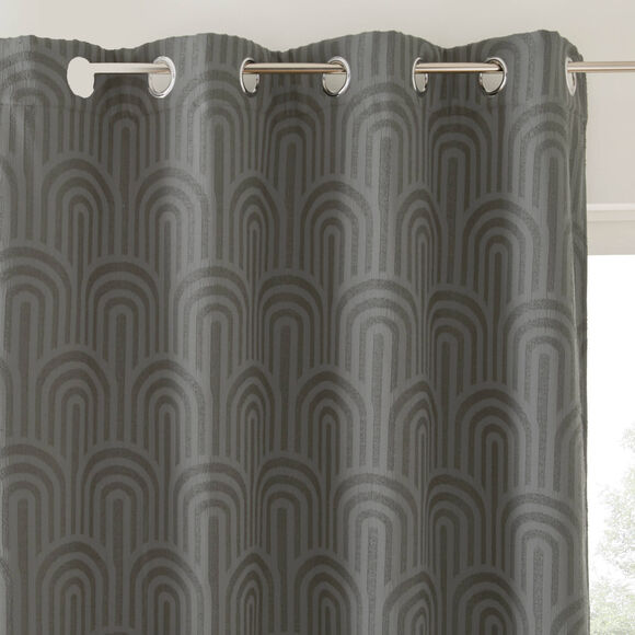 Isolerend gordijn met jacquard-motief van bogen (antraciet)
