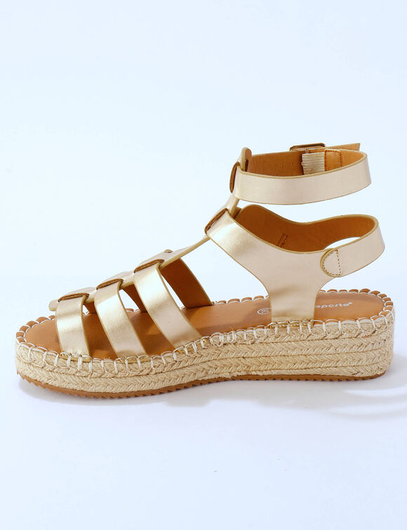 Sandalen in Romeinse stijl, meerdere riempjes (goudkleurig)