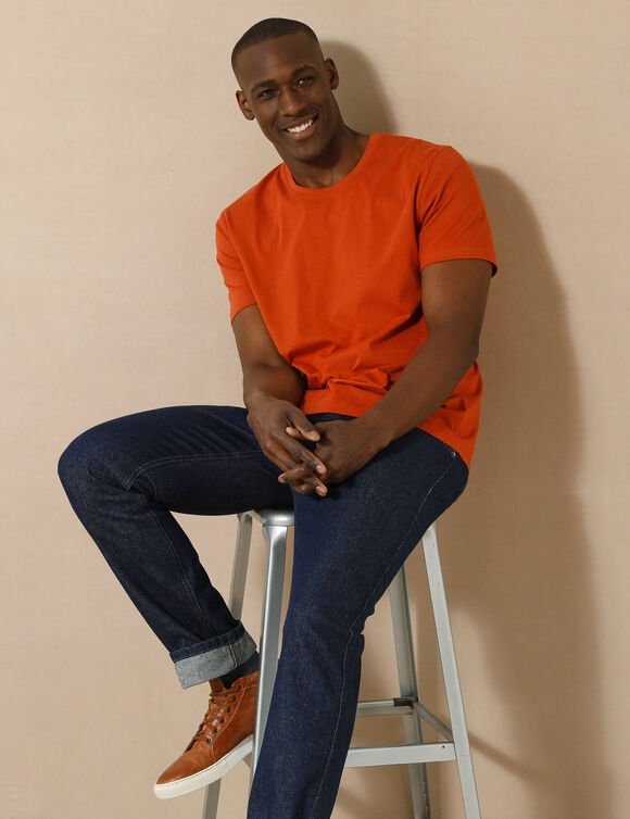T-shirt met ronde hals en korte mouwen (oranje)
