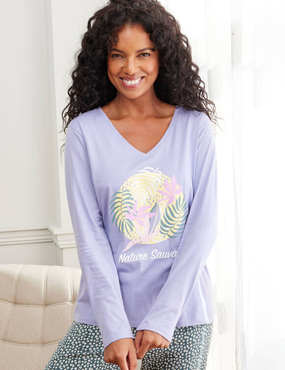 Tee-shirt manches longues "Nature Sauvage" (parme)