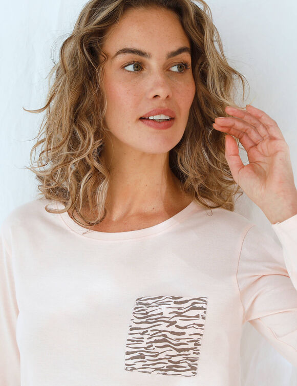 Pyjama imprim&eacute; z&egrave;bre (rose / taupe)