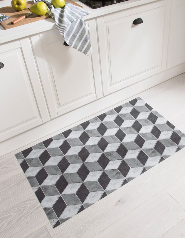 Tapis vinyle effet 3D, noir/gris/blanc Tapis vinyle effet 3D, noir/gris/blanc, hi-res