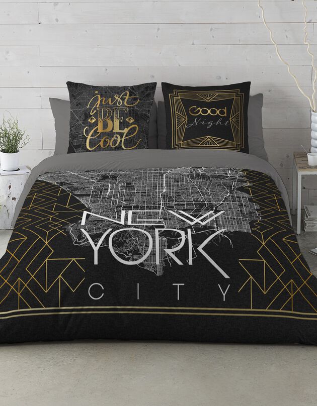 Linge de lit New-York - coton (noir)