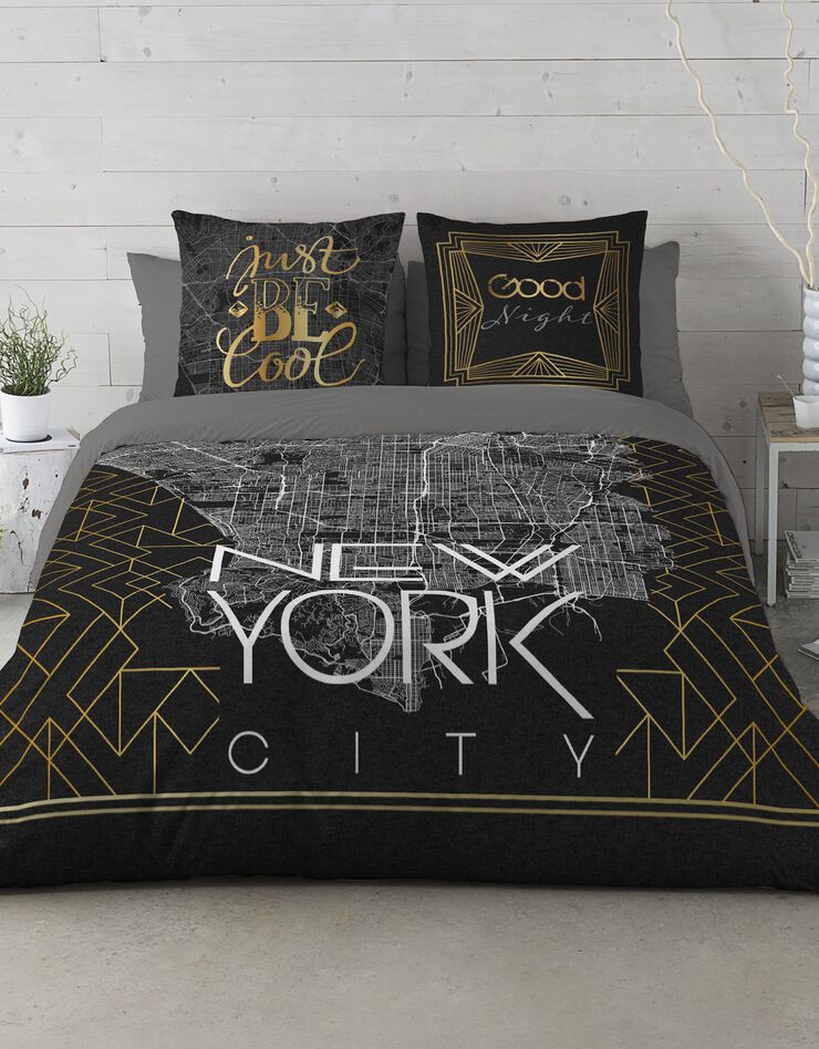 Linge de lit New-York - coton (noir)
