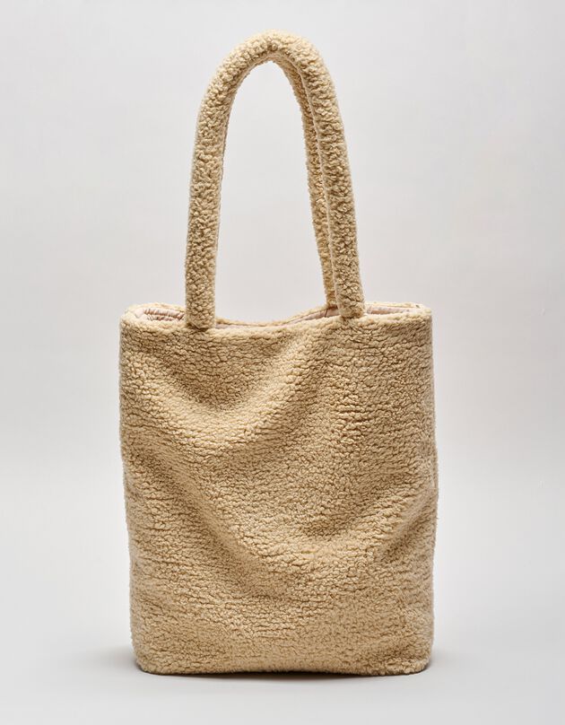 Tote-bag in sherpa Savana (zandkleur)