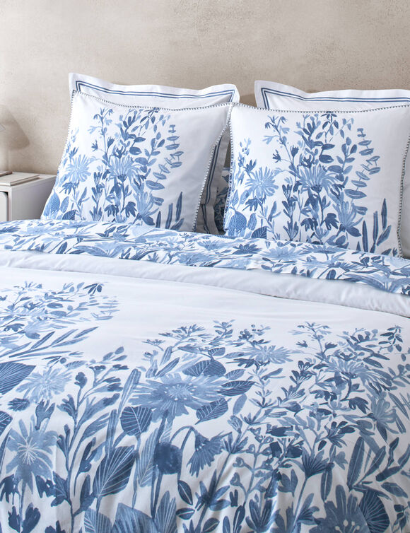 Linge de lit Lisa - percale de coton imprim&eacute;e 80 fils/cm&sup2; (bleu)