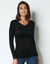 Tee-shirt manches longues chaleur seconde peau et détails dentelle (noir)