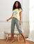3/4-broek met "Nature Sauvage" print (groengrijs / ecru)