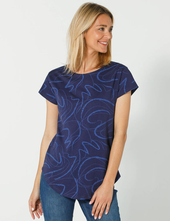 T-shirt met korte mouwen en bedrukking (marine)