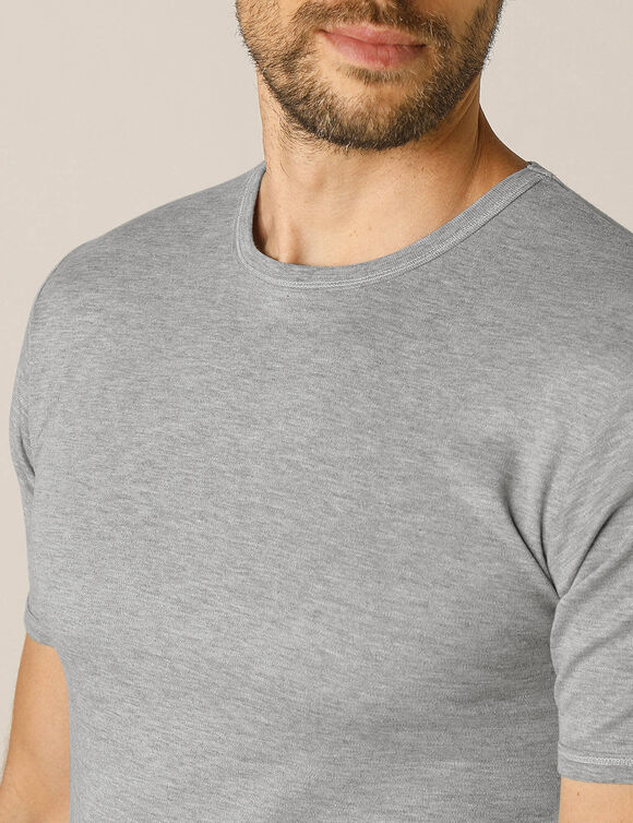 T-shirt sous-vêtement homme col montant manches longues chaleur intense - lot de 2 (gris chiné)