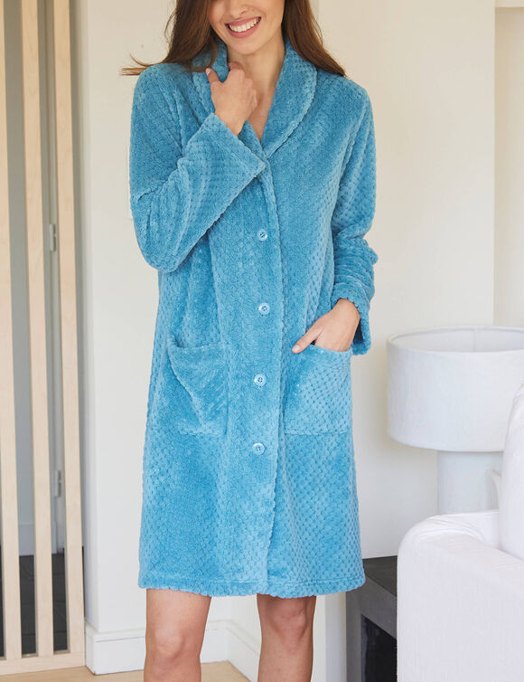 Fleece-kamerjas met sjaalkraag - Lengte 95 cm (turkoois)