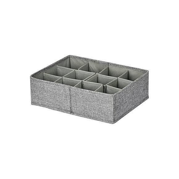 Organiseur tiroir tissu gris, 12 compartiments (gris)