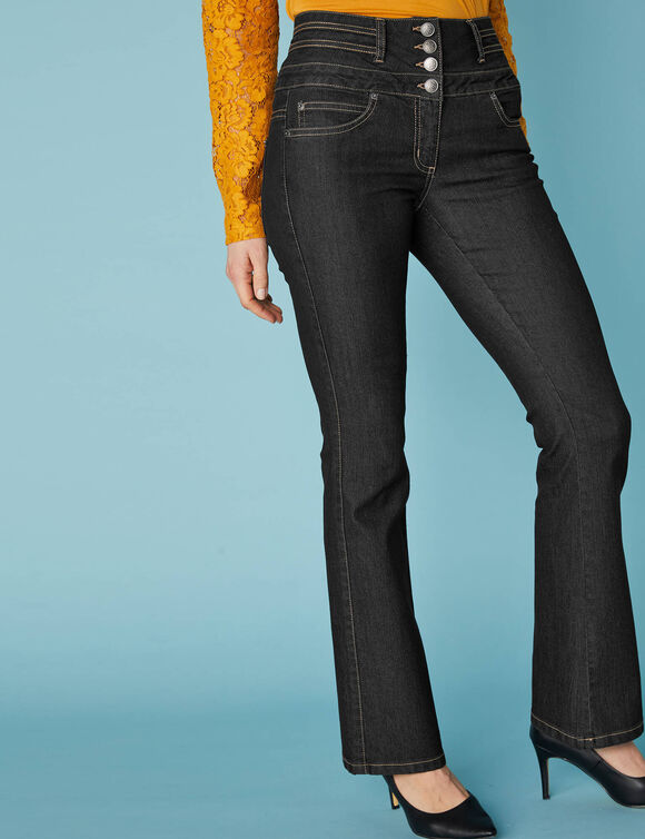 Jeans in bootcutmodel met hoge taille - binnenpijplengte 75 cm (black)