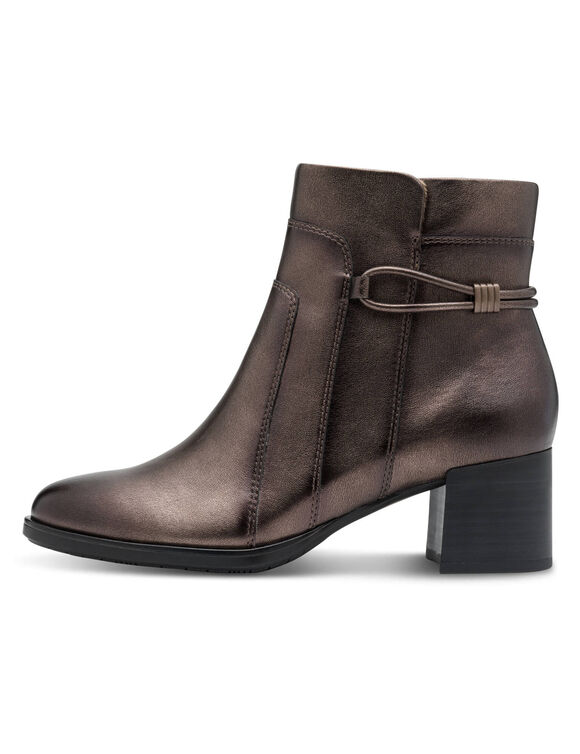 Comfortabele bottines in 2 materialen met sleehak en rits (bronskleur)