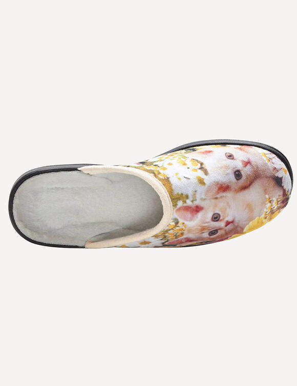 Mules impression photo "chaton" (beige)